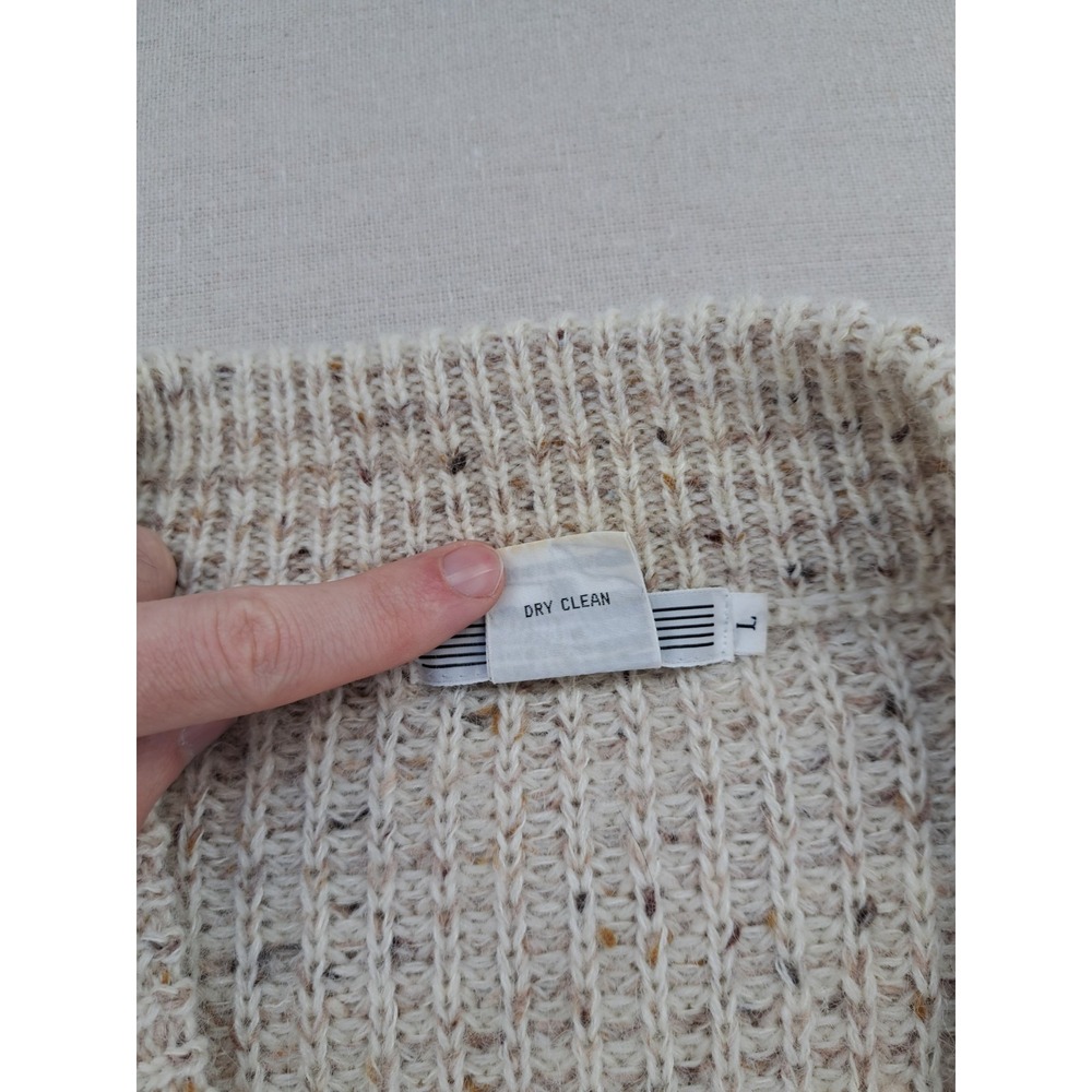 Vtg Mohair Blend Cardigan Sweater Womens Large Natural Fuzzy Chunky Knit Baggy - Picture 8 of 10